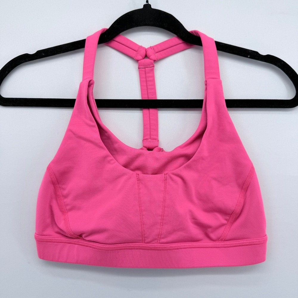 Lululemon Hot Pink Strappy‎ T-Back Sports Bra Yoga Athletic Top